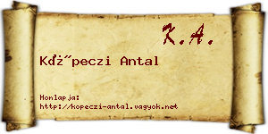Köpeczi Antal névjegykártya